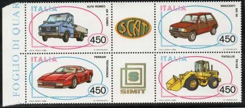Italy 1986 Motor industry (3rd series) set of 4 umm. SG 1933-1936. CAT £17 (2013)