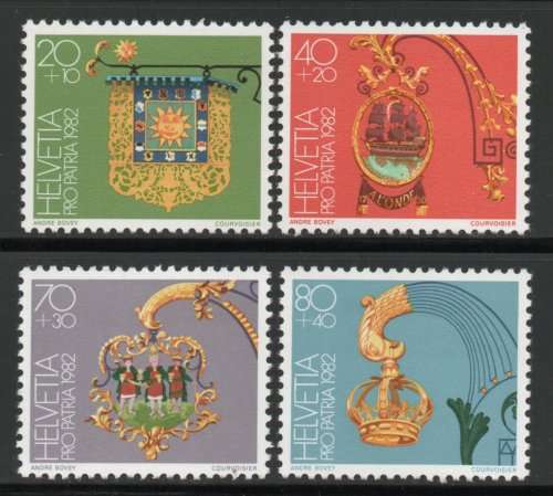 Switzerland 1982 Pro Patria set of 4 umm. Inn signs. SG 1030-1033. Cat £5,60. (2013)