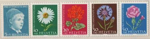 Switzerland 1963 Pro Juventute set of 5 unmounted mint. SG J197-J201. Cat £7,60. (2013)