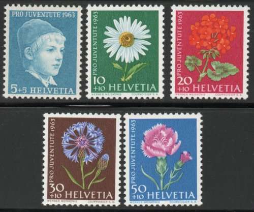 Switzerland 1963 Pro-Juventute set of 5 unmounted mint. SG J197-J201. Cat £7,60. (2013)