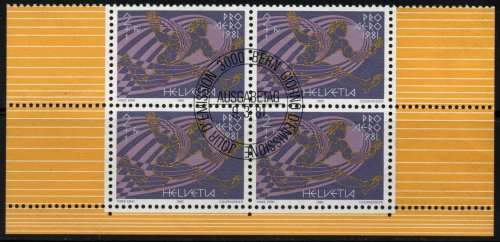 Switzerland 1981 50th Anniv of Swissair block of 4 vfu cancel to order. SG 1007. Cat £13. (2013)
