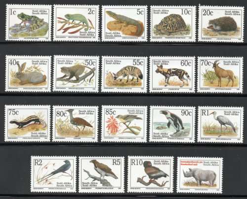 South Africa 1993 defin set of 19 umm. SACC 825-842 + 919. SG 804-820 + 815a.