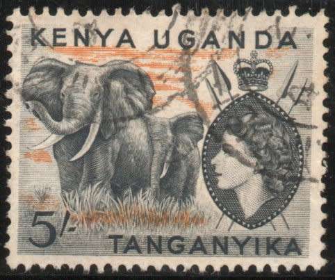 KENYA UGANDA TANGANYIKA 1954 DEFIN 5/- VERY FINE USED. SG 178. CAT £3,50. (2018)