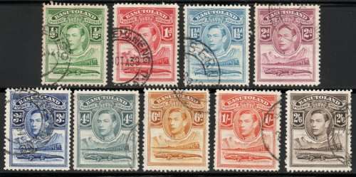 Basutoland 1938 defin part set of 9 (½d-2/6d) very fine used. SACC/SG 18-26. Cat R306/£19