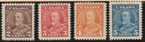 Canada 1935 KGV definitive part set of 4 mounted mint. SG 342-345. Cat £10,50. (2018)