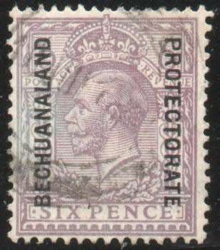 Bechuanaland 1925 KGV defin 6d purple ordinary paper vfu. SACC 92. Cat R1100. (2019/20)