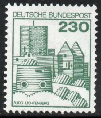Germany 1977 German Castles Definitive 230pf green umm. SG 1812b. Cat £5.