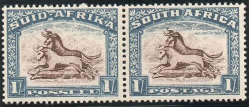 South Africa 1933-48 Hyphenated pictorial 1/- pair lmm. SACC 61. SG 62.