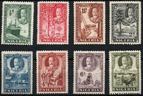 Nigeria 1936 KGV defin ½d - 1/- mounted mint. SG 34-41. Cat £11 (2018)