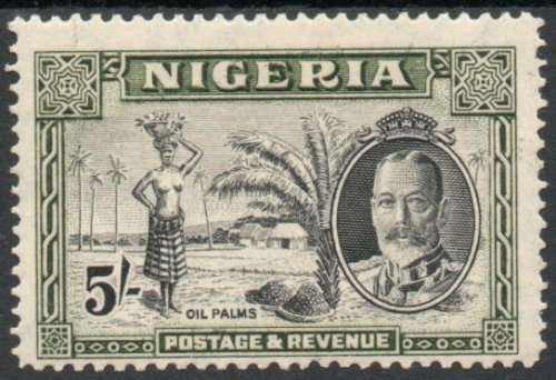 Nigeria 1936 KGV defin 5/- very lightly mounted mint. SG 43. Cat £21 (2018)