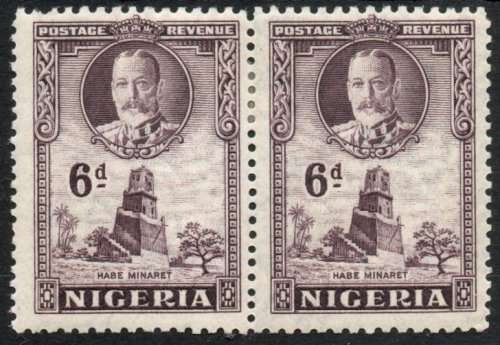 Nigeria 1936 KGV defin 6d pair mounted mint. SG 40. Cat £1. (2018)