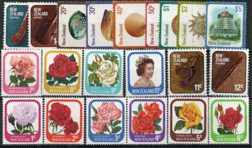New Zealand 1975 Defin set of 21 unmounted mint except $2 vfu. SG 1086-1105. Cat £8,55 (2013)