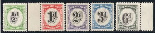 South West Africa 1931 Postage Due set of 5 lightly mounted mint. SACC 46-50. Cat R271 (2019-20)