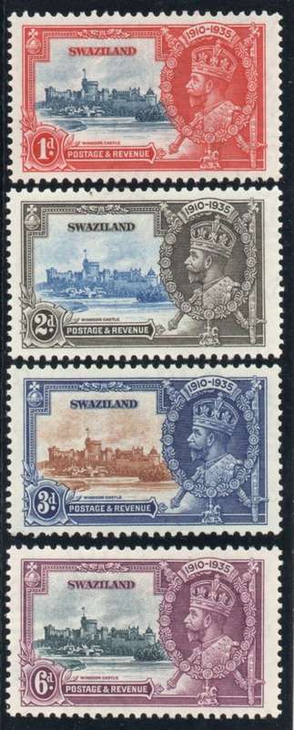 Patross - Swaziland 1935 Silver Jubilee set of 4 lightly mounted mint. SG 21-24. Cat £8 (2018)
