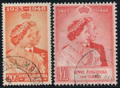 Kenya Uganda Tanganyika 1948 Royal Silver Wedding set of 2 vfu. SG 157-158. Cat £70 (2018)