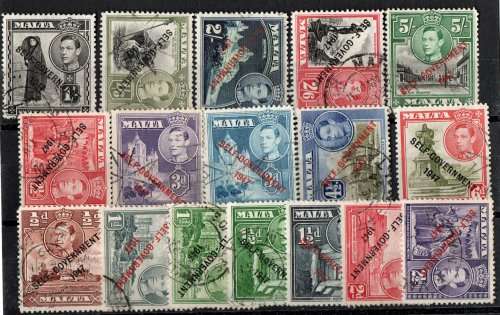 Malta 1948 Self Government defin part set of 17 very fine used. SG between 235-247.