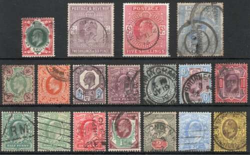 Great Britain 1902 KEVII defin part set of 18 very fine used. Between SG 215-320. Cat £850.