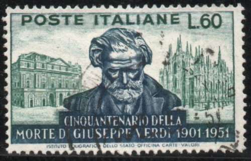 Italy 1951 "50th Death Anniv of Giuseppe Verdi" 60L very fine used. SG 805. Cat £21 (2013)