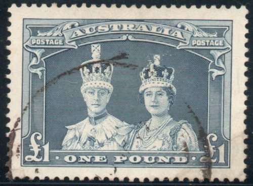 Australia 1937 Definitive £1 bluish slate very fine used. SG 178. Cat £35 (2018)