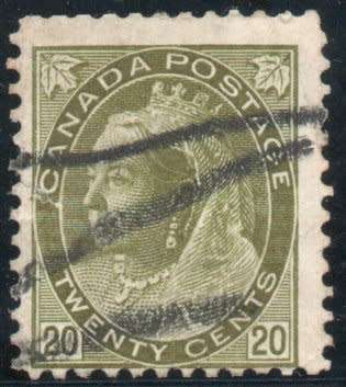 Canada 1898-1902 Defin 20c Olive-green fine used. SG 165. Cat £50 (2018)