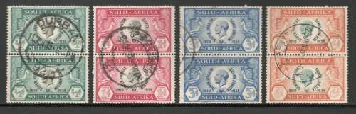 South Africa 1935 Silver jubilee set of 4 vertical pairs vfu. SACC 64-67. Cat Horiz prs R1930.