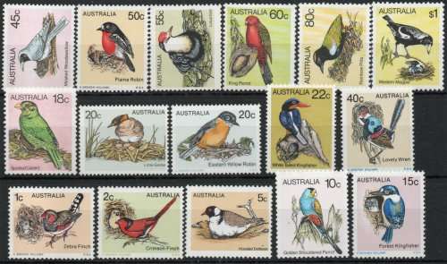 Australia 1978 & 1980 Birds part sets of 16 lmm & umm. SG 669-675, 678-680, 734, 734b, 737-740.
