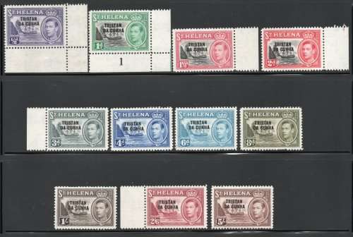 Tristan Da Cunha 1952 Defin part set of 11 lmm. (½d - 5/-) SG 1-11. Cat £92,60 (2018)