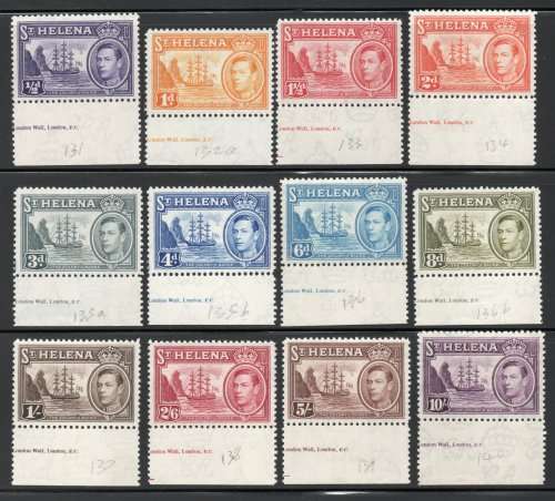 St Helana 1938 Defin part set of 12 lmm. SG 131, 132a-134, 135a-140. Cat £71,85 (2018)