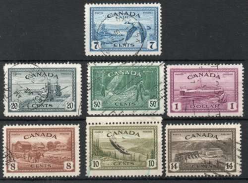 Canada 1946 Peace Re-conversion set of 7 very fine used. SG 401-407. Cat £17 (2018)
