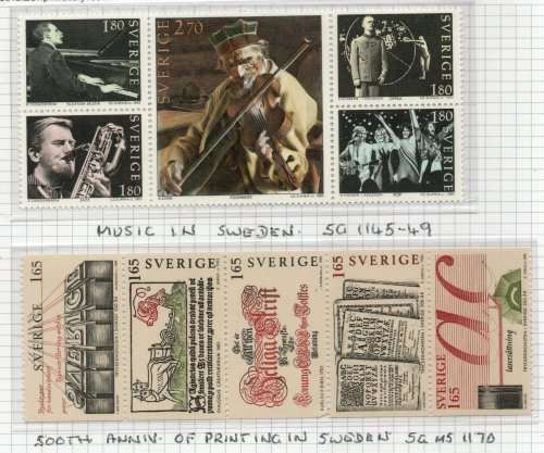Sweden 1983 2 umm sets. Music in Sweden & 500th Anniv printing. SG MS1170 & 1145-49. Cat £5 (2013)
