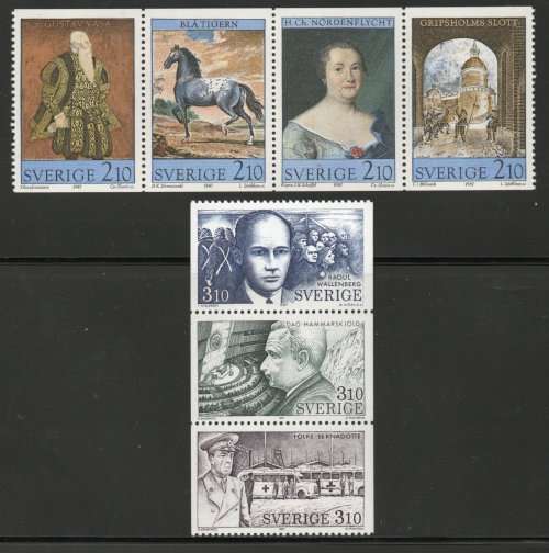 Sweden 1986 two unmounted mint sets. SG 1355-57 & 1351-54. Cat £4,75 (2013)