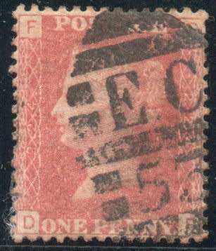 Great Britain 1858-79 1d red plate 224 fine used. SG 43. Cat £65 (2018)