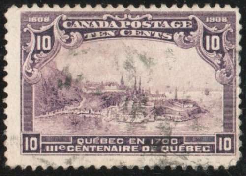 Canada 1908 Quebec Tercentenary 10c violet good used. SG 193. Cat £85 (2018)