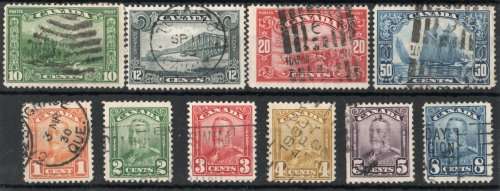 Canada 1928-29 Definitive part set of 10 (no $1) fine - very fine used. SG 275-284. Cat £149 (2018)