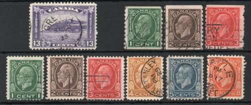 Canada 1932-33 Definitive set of 7 plus coil set very fine used. SG 319-328. Cat £33,50 (2018)