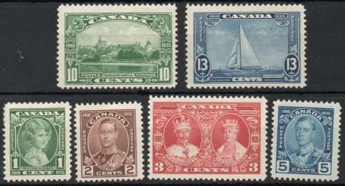 Canada 1935 Silver Jubilee set of 6 mounted mint. SG 335-340. Cat £38 (2018)
