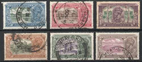 India 1931 Inauguration of New Delhi set of 6 fine used except 1R mounted mint. SG 226-231. Cat £35