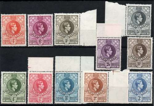 Swaziland 1938 Definitive set of 11 perf 13½ x 14 unmounted mint. SG 28a - 38a. Cat +/- £120 (2018)