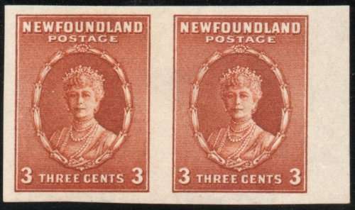 Canada Newfoundland 1932 Queen Mary 3c imperf pair unmounted mint. SG 211a. Cat £200 for umm (2018)