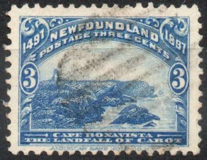 Canada Newfoundland 1897 Definitive 3c bright blue very fine used. SG 68. Cat £1 (2018)