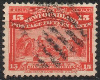 Canada Newfoundland 1897 Definitive 15c bright scarlet very fine used. SG 75. Cat £25 (2018)