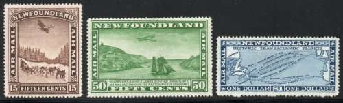 Canada Newfoundland 1931 Air set of 3 with wmk lightly mounted mint. SG 195-197. Cat £110 (2018)