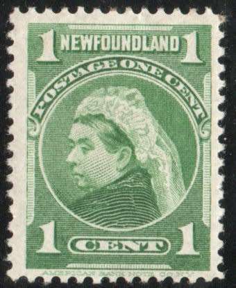 NEWFOUNDLAND 1897 1c YELLOW GREEN MOUNTED MINT. SG 85a. CAT £20 (2018)