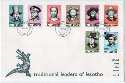 Lesotho 1975 Leaders of Lesotho set of 8 on official first day cover no 3. SG 283-290.
