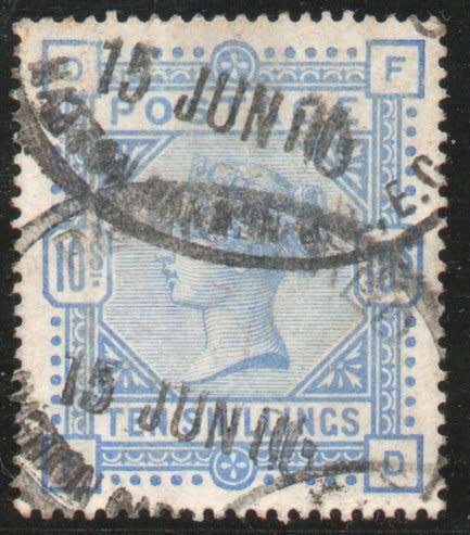 Great Britain 1883-84 QV 10/- ultramarine white paper very fine used. SG 183. Cat £525 (2018)