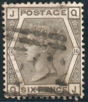 Great Britain 1873-80 QV 6d grey very fine used Plate 16. SG 147. Cat £90 (2018)