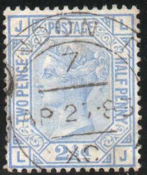 Great Britain 1880-83 QV 2½d blue plate 23 very fine used. SG 157. Cat £35 (2018)