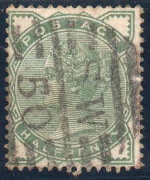 Great Britain 1880-81 QV ½d deep green fine used. SG 164. Cat £22 (2018)