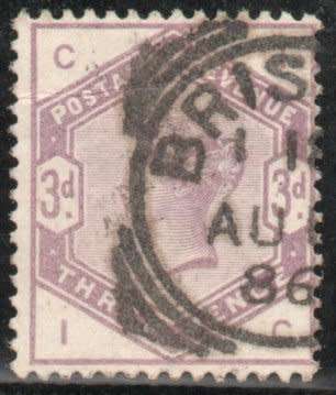 Great Britain 1883-4 QV 3d lilac fine used. SG 191. Cat £100 (2018)