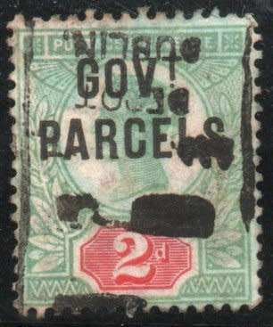 Great Britain 1902 QV GOVT PARCELS 2d grey green and carmine fine used. SG O70. Cat £50 (2018)